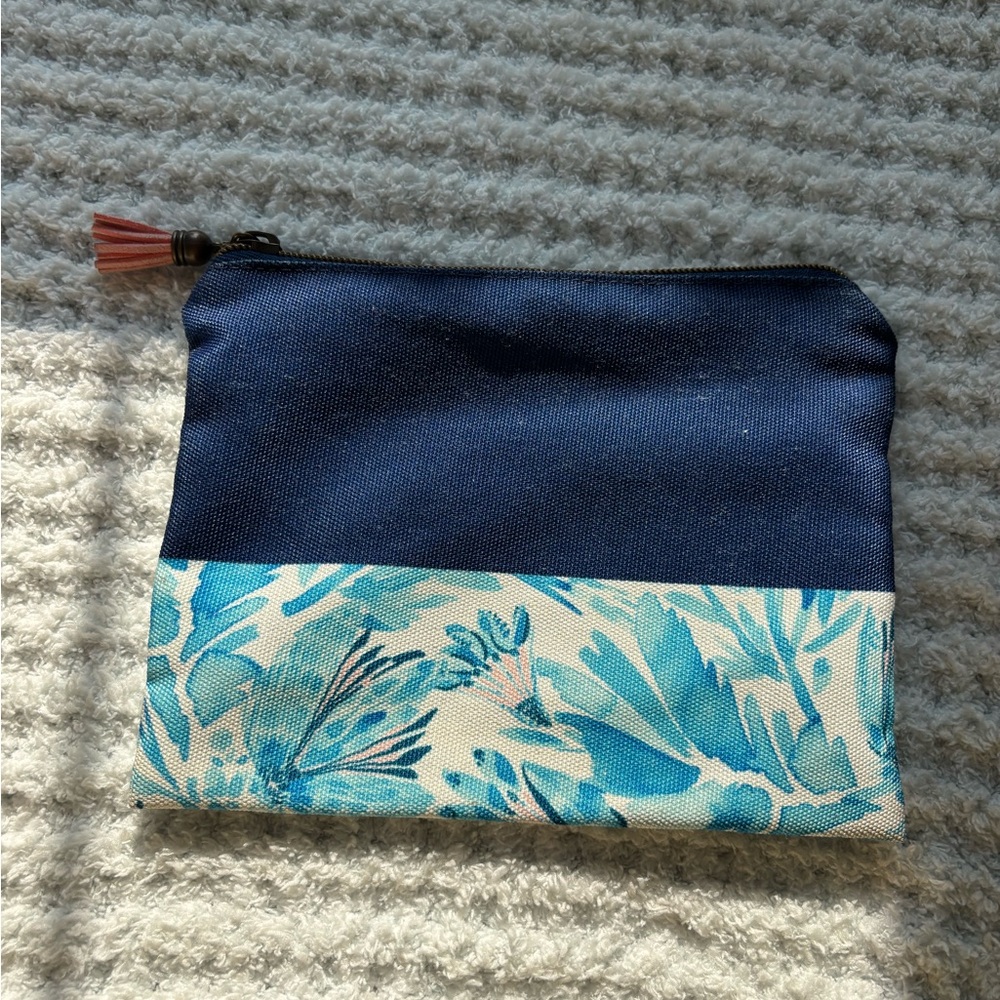 Hallmark Navy and Floral Pouch with Tassel